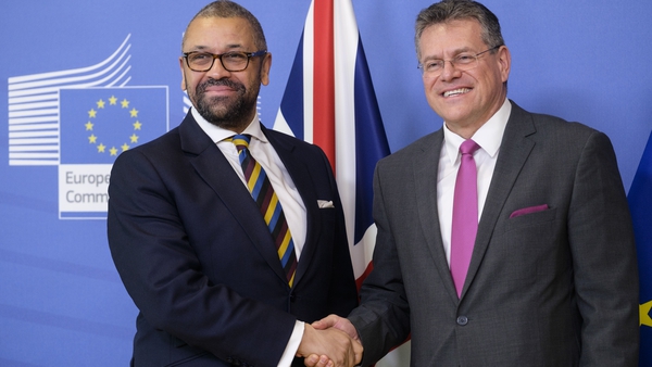 British Foreign Secretary James Cleverly and the European Commission's Maroš Šefcovic in Brussels last month