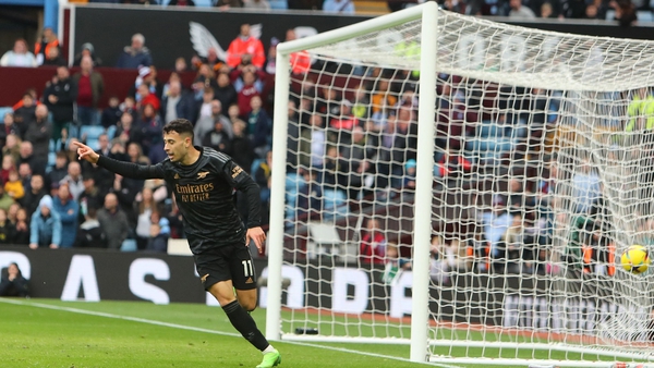 Gabriel Martinelli celebrates scoring Arsenal's fourth into an empty goal