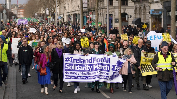 Marchers at the Ireland for All anti-racism rally in Dublin in February 2023. 