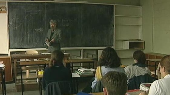 Students and teacher in classroom, Newtown School, Waterford (1998)
