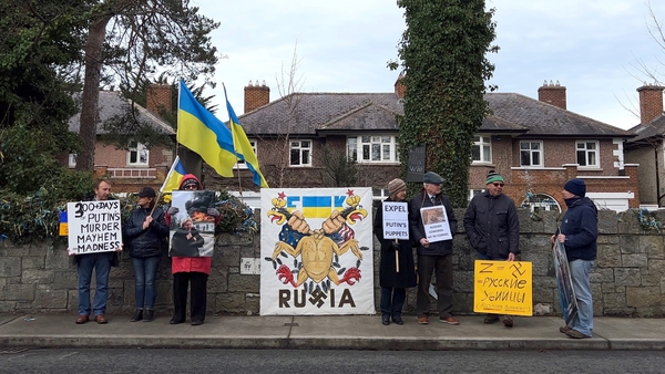 There has been a protest outside the Russian embassy in Dublin every day for the past year
