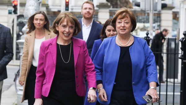Róisín Shortall and Catherine Murphy ahead of this afternoon's press conference (Image: RollingNews.ie)