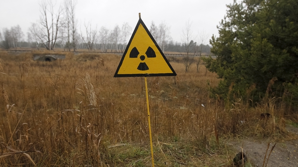 A radiation sign in the Chornobyl Exclusion Zone in Ukraine. Photo: Pavlo Gonchar/SOPA Images/LightRocket via Getty Images