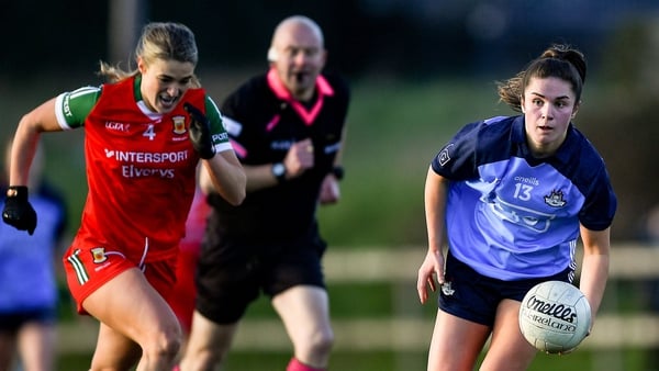 Kate Sullivan of Dublin in action against Mayo's Danielle Caldwell