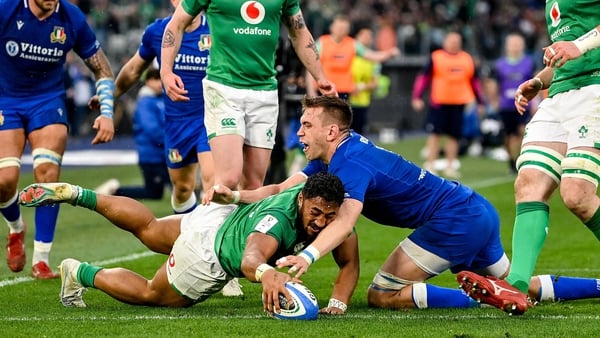 Bundee Aki saw a second half try ruled out following a knock-on
