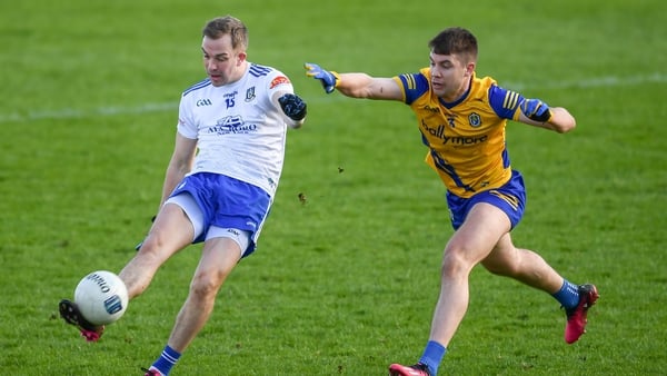 Jack McCarron of Monaghan in action against Conor Daly of Roscommon