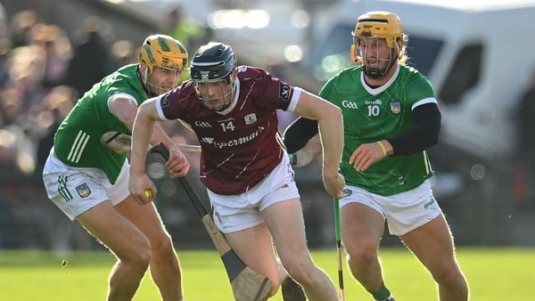 Kevin Cooney of Galway in action against Dan Morrissey, left, and Tom Morrissey