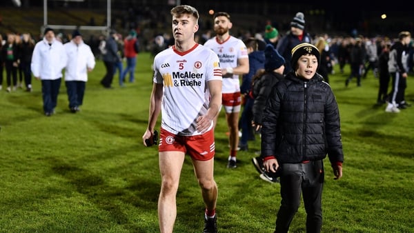 Cormac Quinn leaves the field after Tyrone's loss to Mayo on Saturday