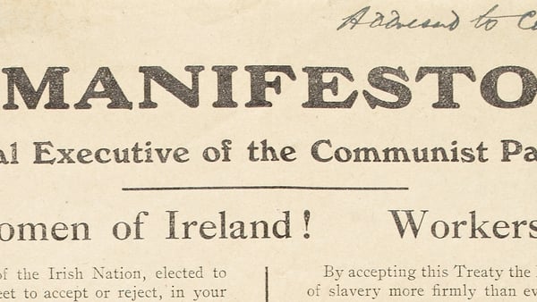 Manifesto of the Communist Party of Ireland excoriating the Treaty and the idea of the Free State. Image courtesy of the National Library of Ireland