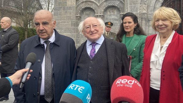 President of Malta, Dr George Vella, and President Michael D Higgins outside the Honan Chapel in UCC