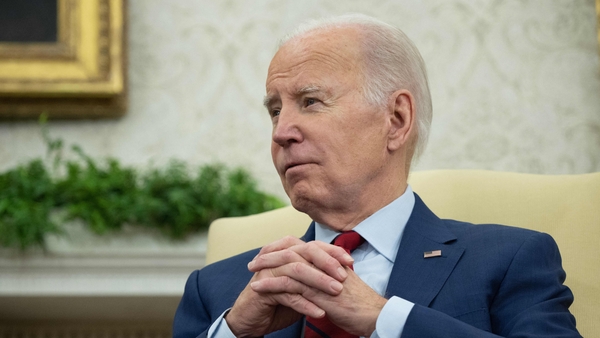 US President Joe Biden in the Oval Office of the White House today