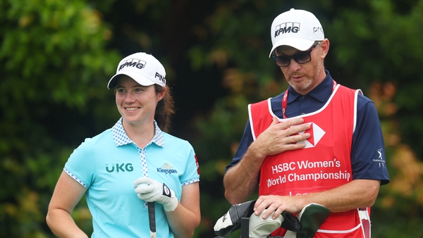 Leona Maguire and caddie Dermot Byrne enjoyed another steady round in Singapore