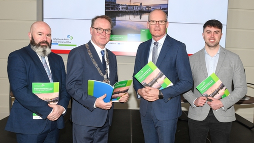 Dr Niall O'Keeffe, Head of Enterprise at LEO Cork City; Deputising for Lord Mayor of Cork, Cllr Des Cahill; Minister for Enterprise, Trade and Employment, Simon Coveney; and Sean Lotty, Enterprise Executive, LEO Cork City