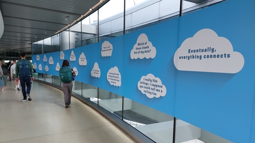 The cloud and clothesline graphics in Terminal 1 at Dublin Airport are no more