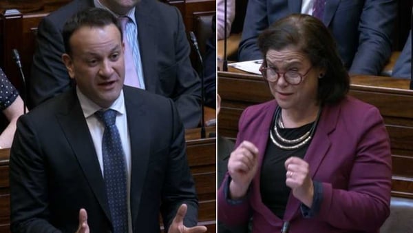 Leo Varadkar and Mary Lou McDonald in the Dáil this afternoon