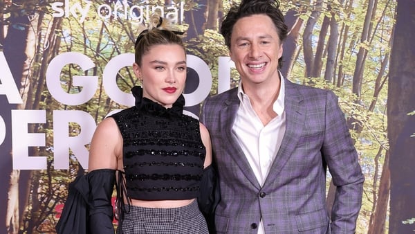 Florence Pugh and Zach Braff in London on Wednesday night