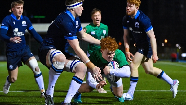 Ulster's Rory Telfer scores Ireland's 11th try of the night