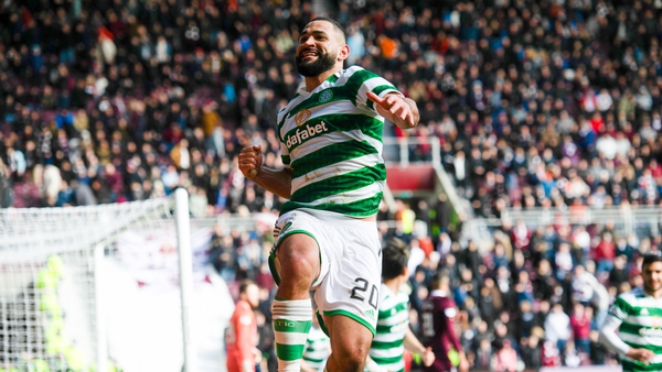 Celtic's Cameron Carter-Vickers celebrates his team's third goal of the game