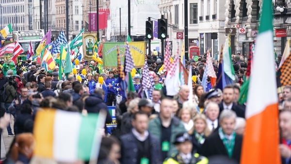 Participants attend the St Patrick's Day festival and parade in central London today