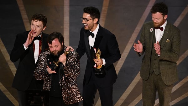 James Martin second from left on stage at the Oscars