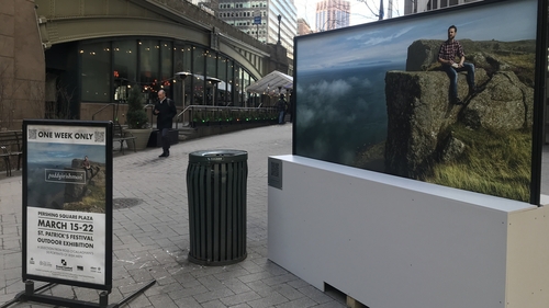 Illustrator and children's books author Paddy Donnelly's portrait at Pershing Square in Manhattan