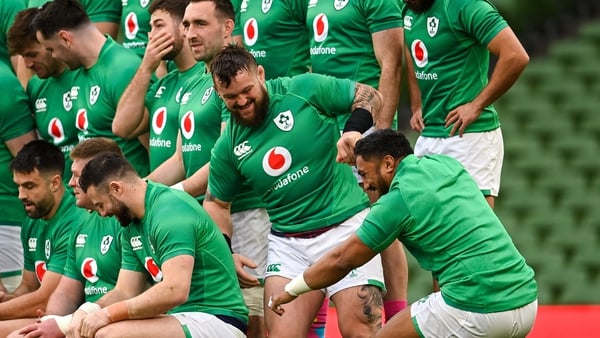 The Ireland team in good mood at the captain's run on Friday morning