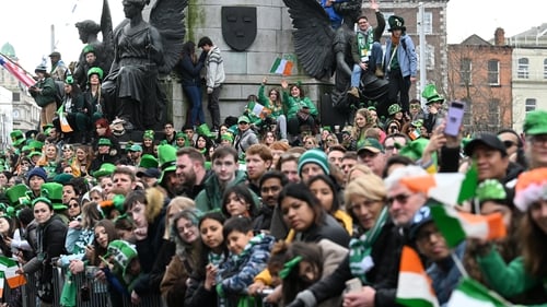 Crowds gathered to watch the parade on O'Connell Street