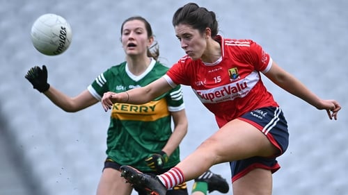 Ciara O'Sullivan gets her shot away under pressure from Ciara Murphy of Kerry