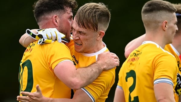 Odhran Eastwood (centre) top-scored for Antrim with 0-06