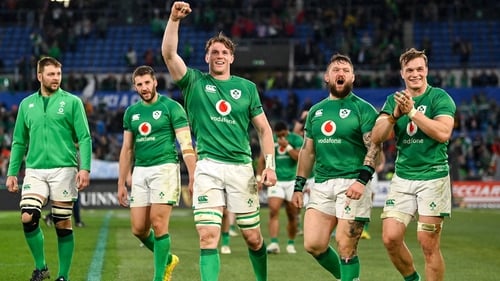 Baird, centre, came up with a crucial turnover in the second half of Ireland's win