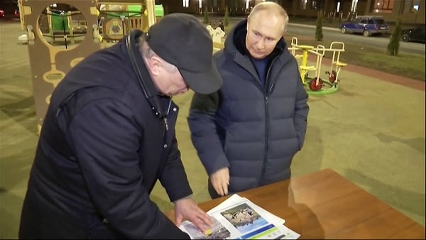 Vladimir Putin visited several sites and spoke with residents and was presented with a report on the reconstruction work of the city