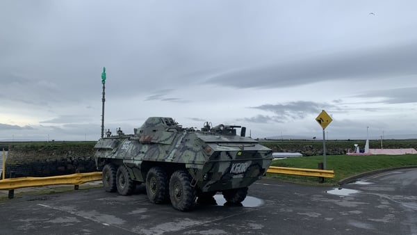 The eight-wheeled OT-64 was left close to an apartment building near the entrance to Galway Docks