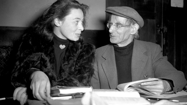 Sean O'Casey with Irish actress Siobhan McKenna in March 1953