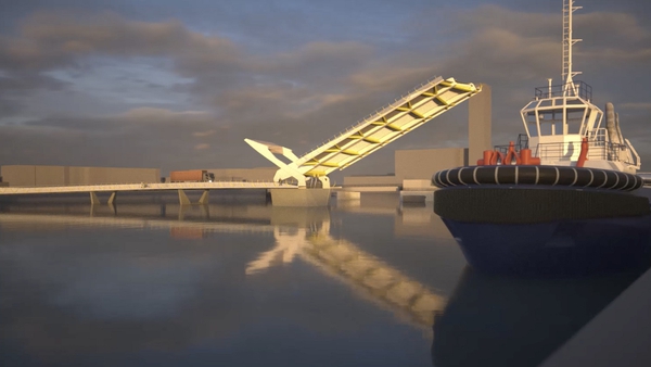 A graphic of the proposed new bridge across the Liffey
