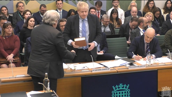 Former UK prime minister Boris Johnson ahead of his evidence to the Privileges Committee at the House of Commons