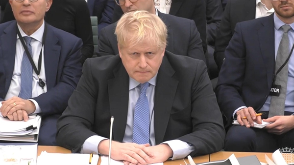 Boris Johnson giving evidence to the Privileges Committee at the House of Commons
