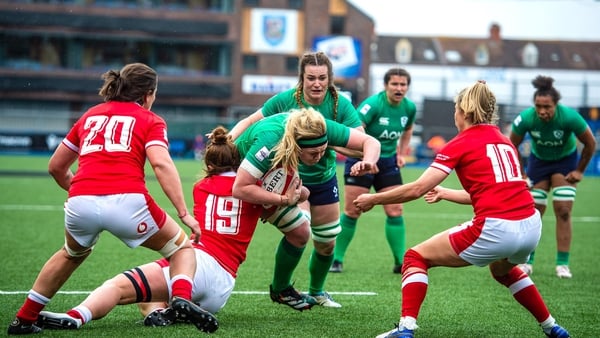 Sam Monaghan attacks the Welsh defensive line in Ireland's defeat in Cardiff