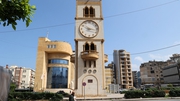 A clock tower in Beirut's Jdeideh district