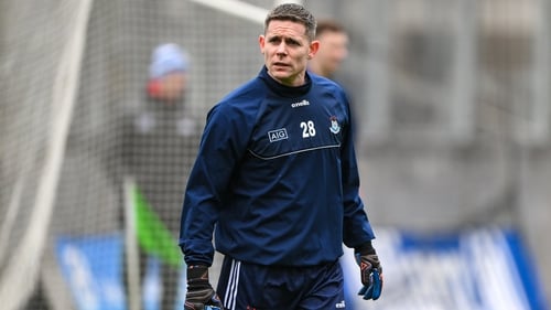 Stephen Cluxton warming up for Dublin in Croke Park