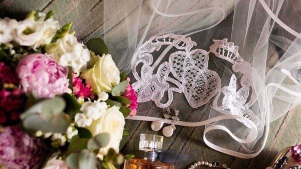 Borris lace on a wedding veil. Photo: Katie Kav Photography/KatieKav.com