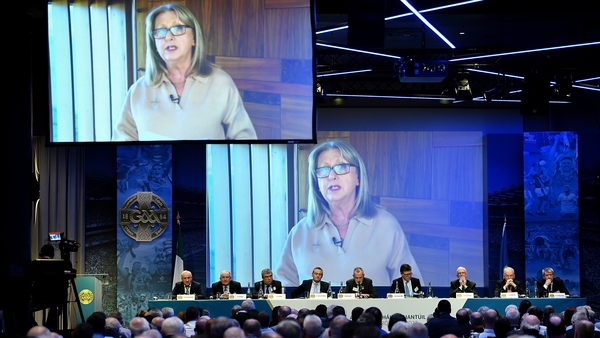 Former President of Ireland Mary McAleese speaking at GAA congress