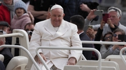 Pope Francis arrives for today's general audience in St Peter's Square