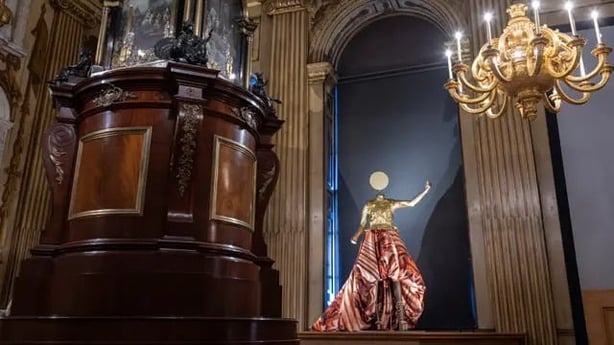 The Cupola Room at Kensington Palace, displaying a Giles Deacon corset gown inspired by the room and worn by Billy Porter to the 2020 Oscars (Historic Royal Palaces/Billy Porter/PA)