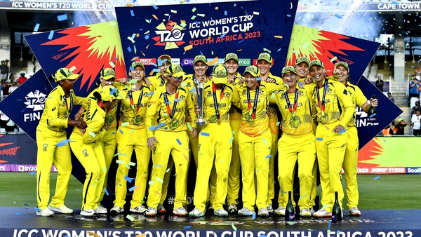Australia celebrate winning the ICC Women's T20 World Cup