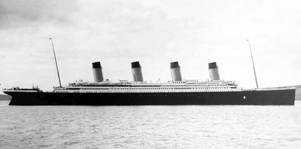 Titanic in Cork harbour on 11 April 1912, four days prior to the tragedy