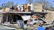 Residents clean up after the devastating tornadoes in Little Rock, Arkansas, United States