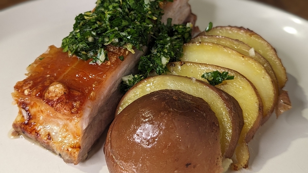 Wade Murphy's pork belly with hasselback potatoes and gremolata : Today