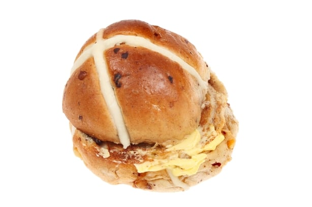 Butter in hot cross bun