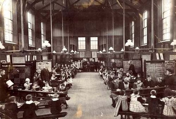 Back to School - Photograph of a Schoolroom, Teachers and Children, c.1902 Photo: Public Record Office of Northern Ireland