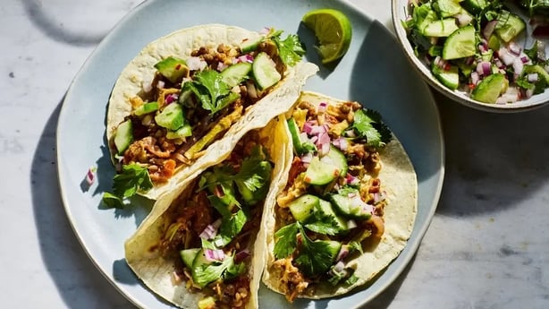 Smoky lentil and broccoli stem tacos